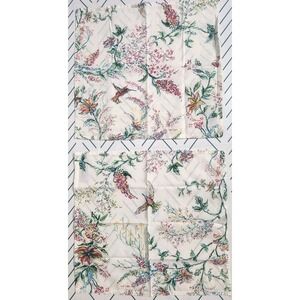 April Cornell 100% Cotton Napkin 2pc Hummingbird Floral White Spring Cottage New